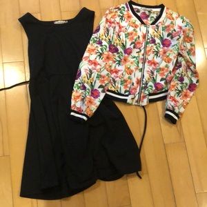 Black dress with flower jacket